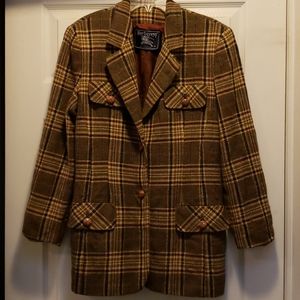 Burberry Brown Plaid Blazer